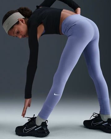 Nike FZ5605-499 One Dri-FIT Yüksek Belli Genç Çocuk (Kız) Taytı - Mor