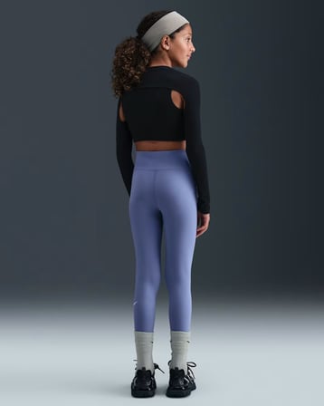 Nike FZ5605-499 One Dri-FIT Yüksek Belli Genç Çocuk (Kız) Taytı - Mor