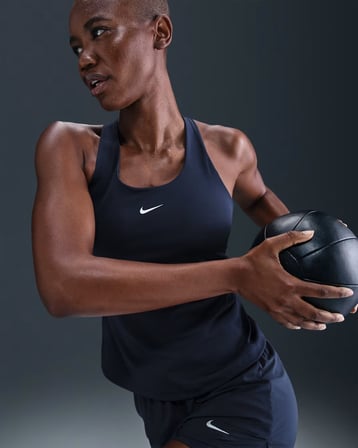 Nike Swoosh DV9897-411 Kadın Orta Destekli Sütyenli Spor Atlet - Lacivert