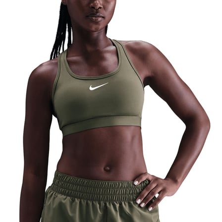 Nike Swoosh DX6821-222 Orta Destekli Pedli Kadın Spor Sütyeni - Medium Olive
