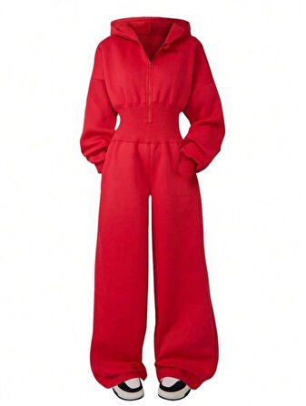 Kapşonlu Bel Detaylı Tulum Kız Çocuk