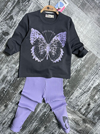 KELEBEK BASKI FİTİLLİ  KIZ TAYT TAKIM