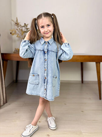 Düğmeli̇ Kot Elbi̇se