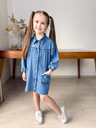 Düğmeli̇ Kot Elbi̇se