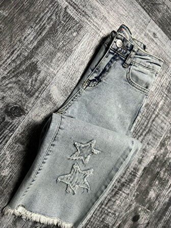 Yıldız Nakışlı Boru Paça Kot  Pantolonlar