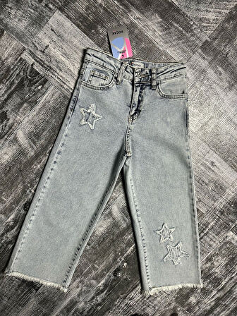 Yıldız Nakışlı Boru Paça Kot  Pantolonlar