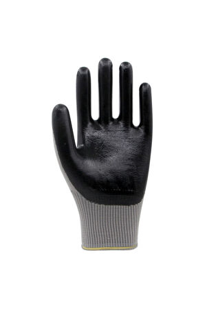 Beybi Pn810 Siyah Gri No: 10 Polyester Astarlı Nitril Eldiven 12 Çift
