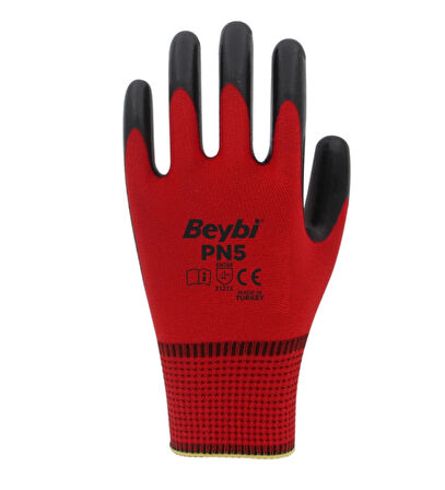 Pn5 No:10 Kırmızı Polyester Nitril Eldiven 288 Çift