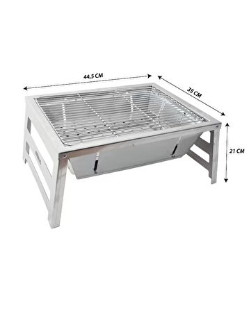 Ayaklı Katlanır Mangal+Tabure+Fırça+Kömür+Yelpaze Mangal Seti