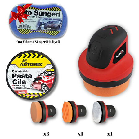 ACC-1199 Şarjlı Polisaj Makinesi+Pasta Cila+Sünger Hediyeli