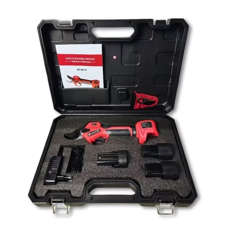 SC-8614 Üç Akülü Şarjlı Budama Makası 35Mm+Şapka+Yelek Set