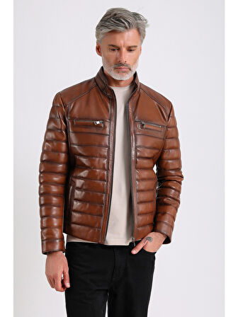 Leandro Erkek Şişme Deri Mont