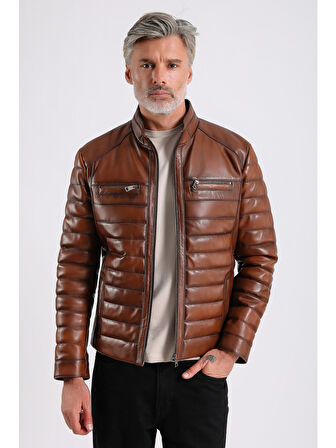 Leandro Erkek Şişme Deri Mont