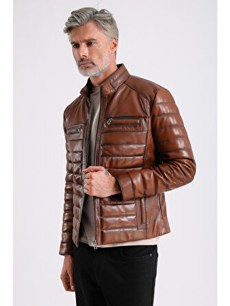 Leandro Erkek Şişme Deri Mont