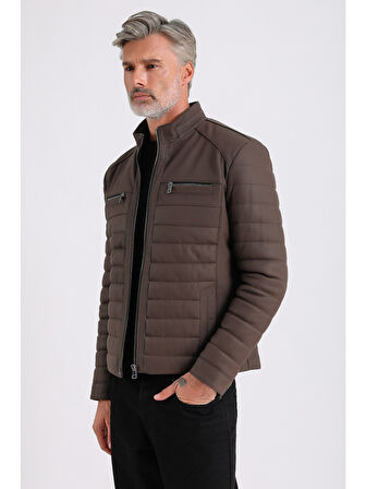 Leandro Erkek Şişme Deri Mont