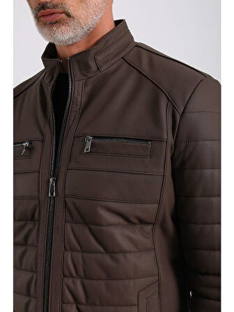 Leandro Erkek Şişme Deri Mont