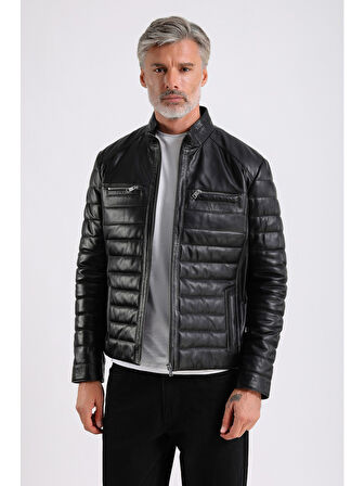 Leandro Erkek Şişme Deri Mont