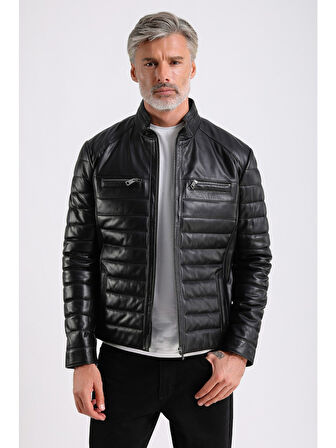 Leandro Erkek Şişme Deri Mont