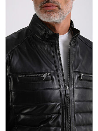 Leandro Erkek Şişme Deri Mont