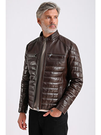 Leandro Erkek Şişme Deri Mont