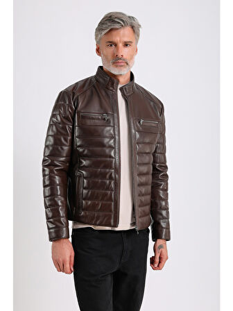 Leandro Erkek Şişme Deri Mont