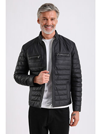 Leandro Erkek Şişme Deri Mont