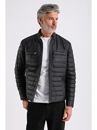 Leandro Erkek Şişme Deri Mont