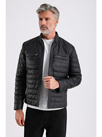 Leandro Erkek Şişme Deri Mont