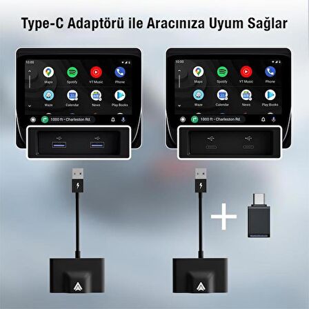 Coofbe Araç İçi Android Cihazlar İçin Kablosuz Android Multimedya Carplay Adaptörü,Wireless Çevirici