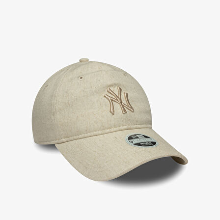 New Era 9Forty New York Yankes Mlb Linen Kadın Krem Şapka
