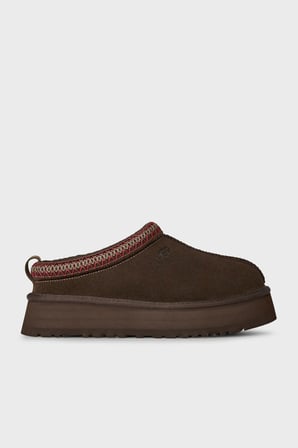 Ugg Logolu Hakiki Deri Platform Taban Yünlü Süet Terlik Kadın TERLİK 1174471 KAHVE