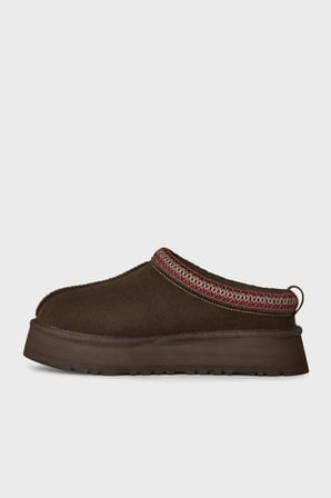 Ugg Logolu Hakiki Deri Platform Taban Yünlü Süet Terlik Kadın TERLİK 1174471 KAHVE