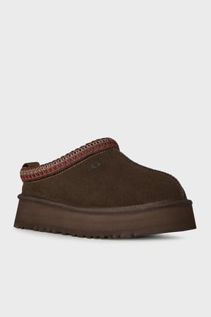 Ugg Logolu Hakiki Deri Platform Taban Yünlü Süet Terlik Kadın TERLİK 1174471 KAHVE