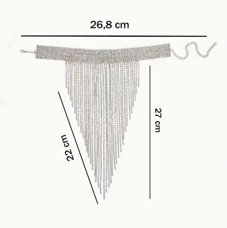 Gümüş Kaplama Su Yolu Model Püsküllü Y Kolye Abartılı Choker Dekolte Kolye