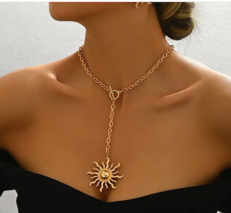 Gold Altın Kaplama Kadın Güneş Kolye