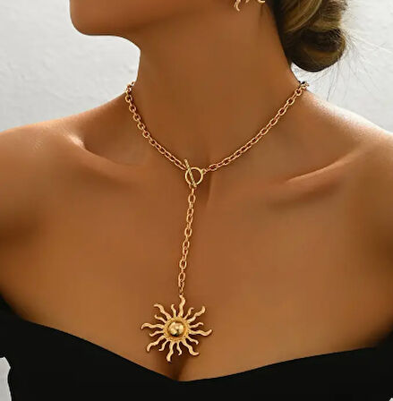 Gold Altın Kaplama Kadın Güneş Kolye