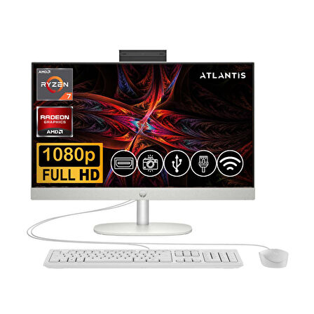 HP Proone 245 G10 Ryzen7 7730U 16GB 2TB M.2 SSD 9H6V1ET ATL7  23.8" Fdos Beyaz All In One Bilgisayar