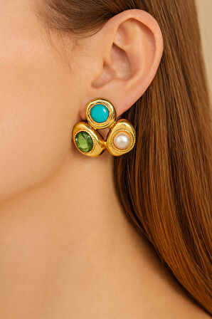 Xupıng Kadın Gösterişli Taş Detaylı Küpe