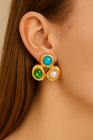 Xupıng Kadın Gösterişli Taş Detaylı Küpe