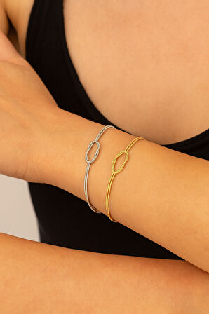 Sevgili Çift Bileklik Seti – Gümüş ve Altın Renk Halka Detaylı Zarif Tasarım