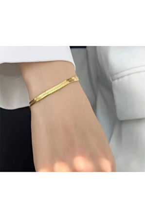 Gold Klasik Ezme İtalyan Model Kadın Bileklik