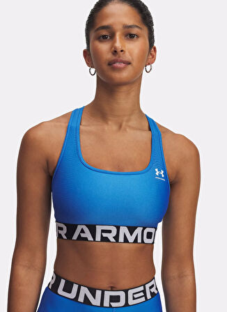 Under Armour 1383544-402-UA HG Mid Branded Mavi Sporcu Sütyeni