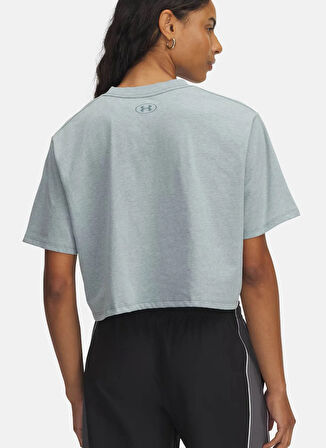 Under Armour 1389721-587-UA Rival SS Mavi Bisiklet Yaka Crop Düz Kadın T-Shirt