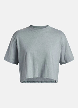 Under Armour 1389721-587-UA Rival SS Mavi Bisiklet Yaka Crop Düz Kadın T-Shirt