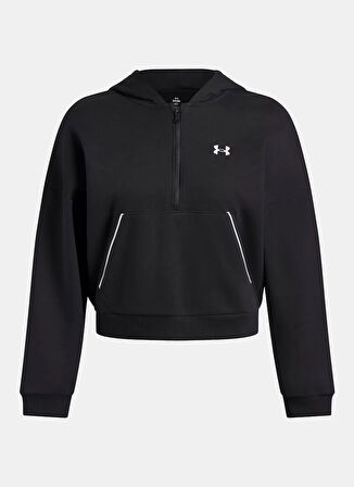 Under Armour 6003707-005-Rival Flc Piped HZ Hood Siyah Fermuarlı Yaka Normal Düz Kadın Sweatshırt