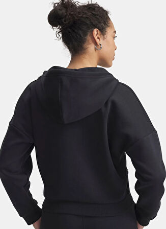 Under Armour 6003707-005-Rival Flc Piped HZ Hood Siyah Fermuarlı Yaka Normal Düz Kadın Sweatshırt