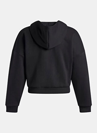 Under Armour 6003707-005-Rival Flc Piped HZ Hood Siyah Fermuarlı Yaka Normal Düz Kadın Sweatshırt