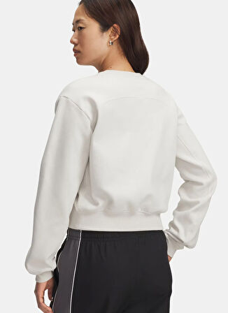 Under Armour 6003675-110-UA Icon Vida Flc Crew Beyaz Bisiklet Yaka Crop Düz Kadın Sweatshırt