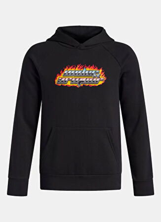 Under Armour Baskılı Erkek Çocuk Siyah Sweatshırt 6003781-001-UA Rival Flc Flamin Wdm