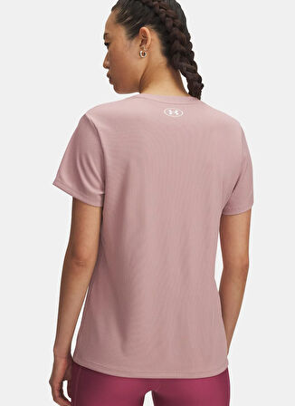 Under Armour 1389852-673-Tech Rib SSC Pembe Bisiklet Yaka Normal Düz Kadın T-Shirt